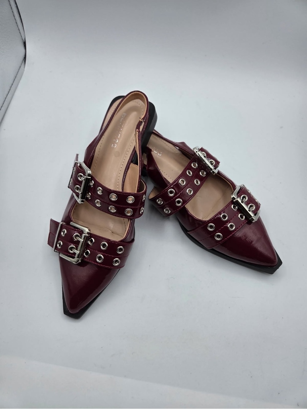 Berness Burgundy Buckle Slingback Flats Sz 7